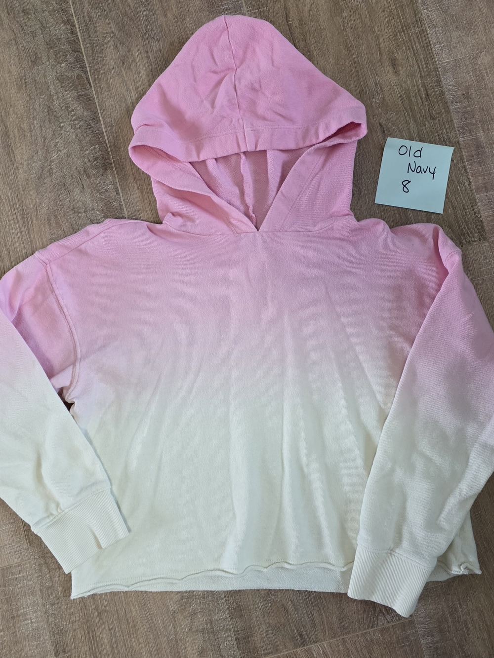 Old Navy Pink to Cream Ombre Hooded Crop Sweatshirt